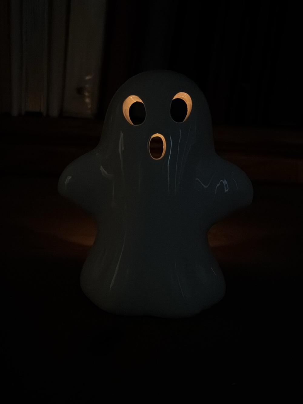 Ceramic Ghost Tea Light Candle Holder | Spooky Halloween Tabletop Decor - Picture 4 of 6